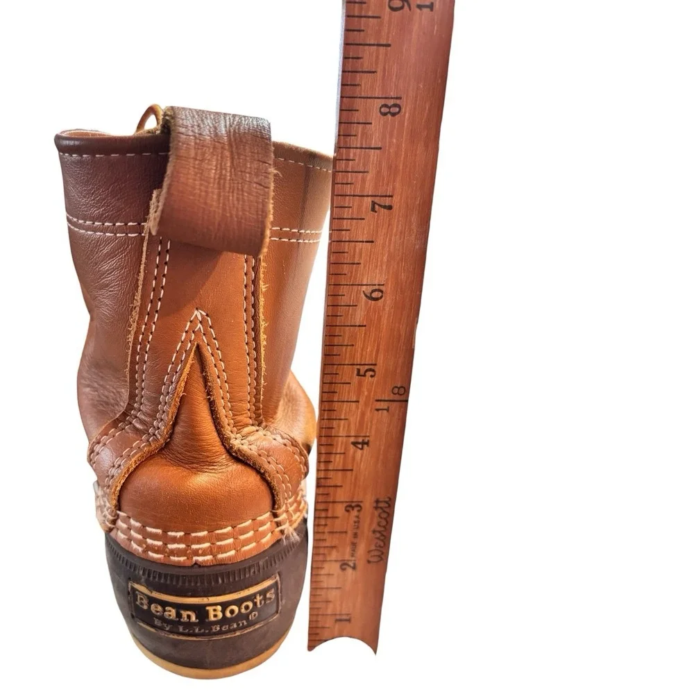 L.L.Bean Duck Boots Womens Size 8 Chain‎ Tread Brown Leather Made in Maine US